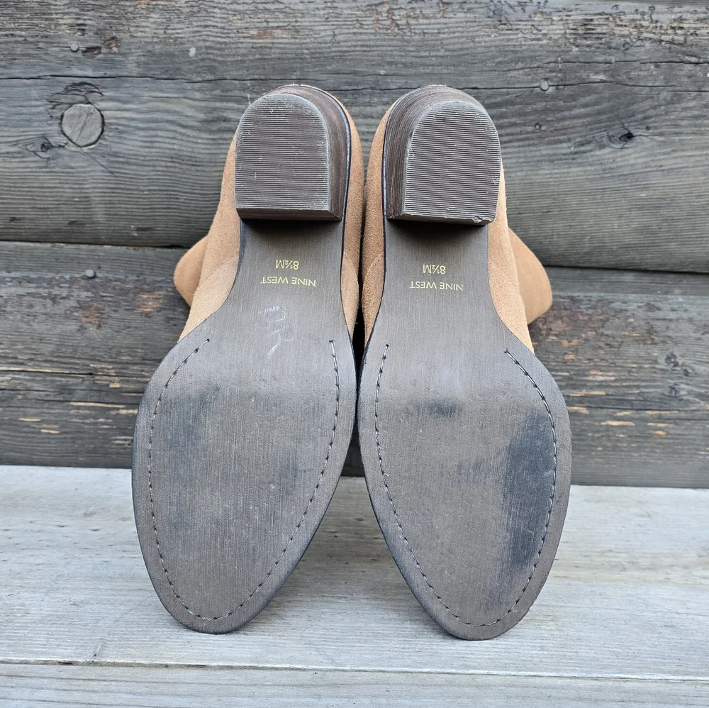 Nine West Frassie Western Boho, Suede Block Heel, Comfort Bootie 8.5M - Picture 11 of 12